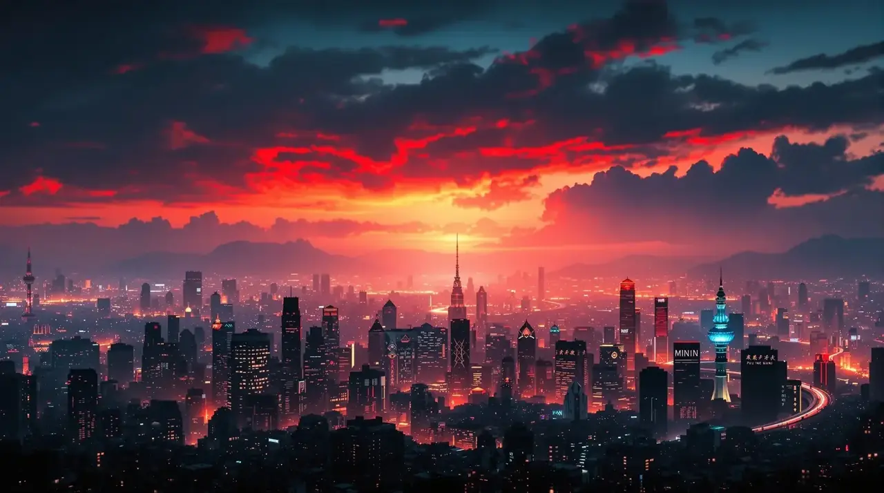短剧《你从夜色里走来》首屏横版海报，甜宠题材都市夜景画面